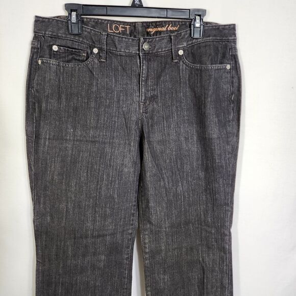 LOFT Womens Jeans Size 12 Mid Rise Original Bootcut Denim Charcoal Black Stretch - Picture 5 of 8
